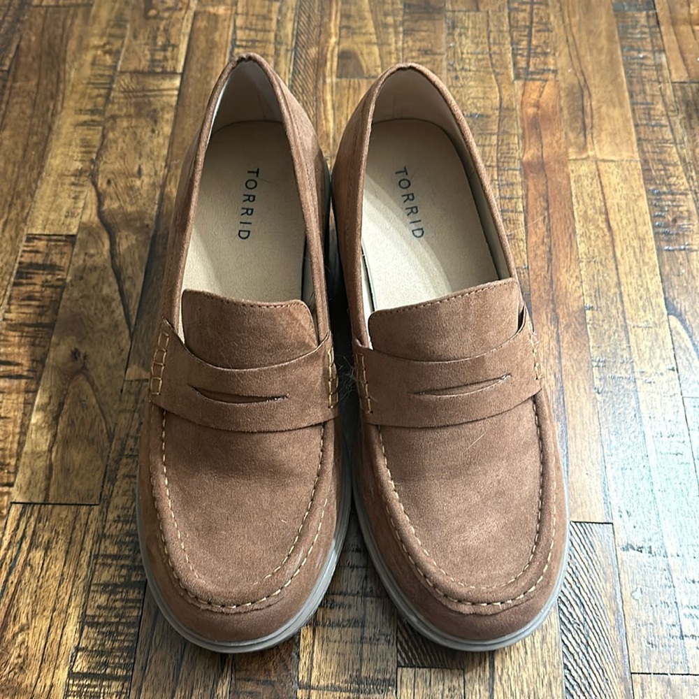 Torrid Brown chunk heel Penny  Loafers 8.5 ww